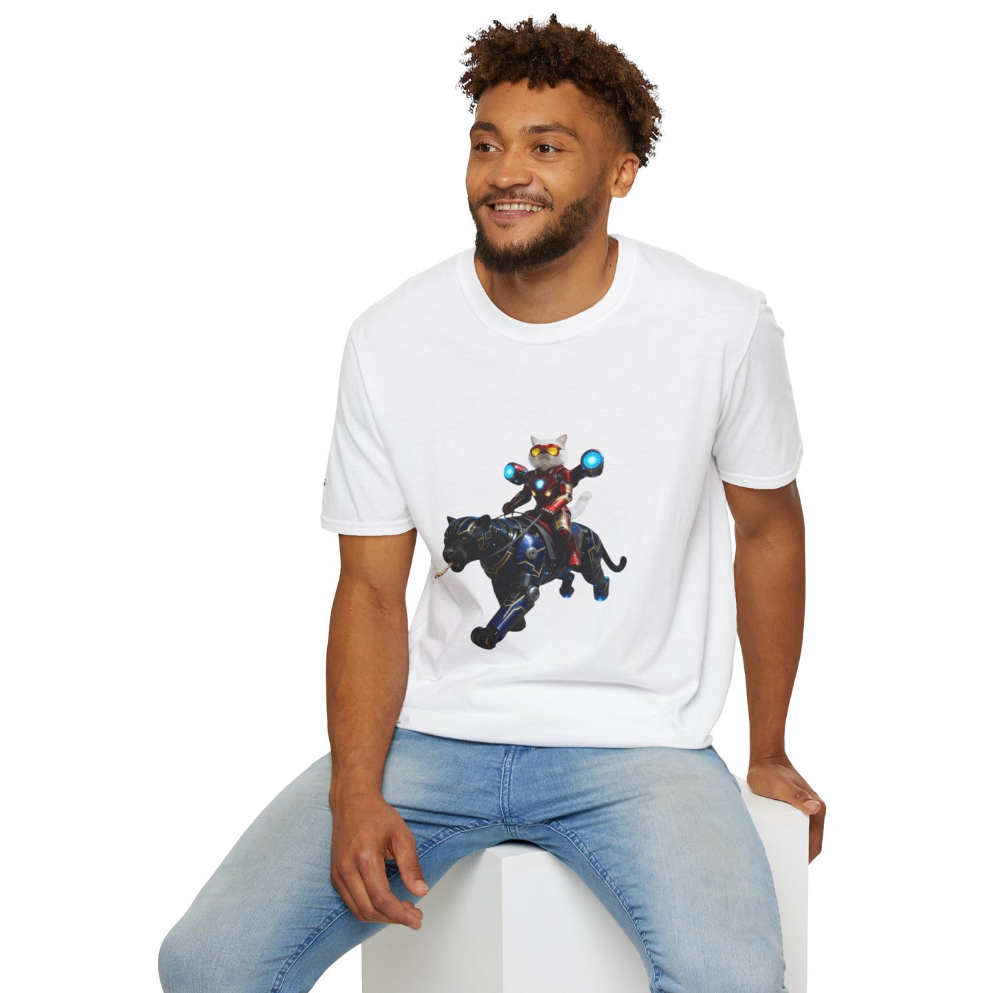 IronCat And Panther T-Shirt | Fun Cat Lover Gift, Quirky Graphic Tee, Cute Animal Apparel, Cat Costume Shirt, Unique Gift for Him/Her