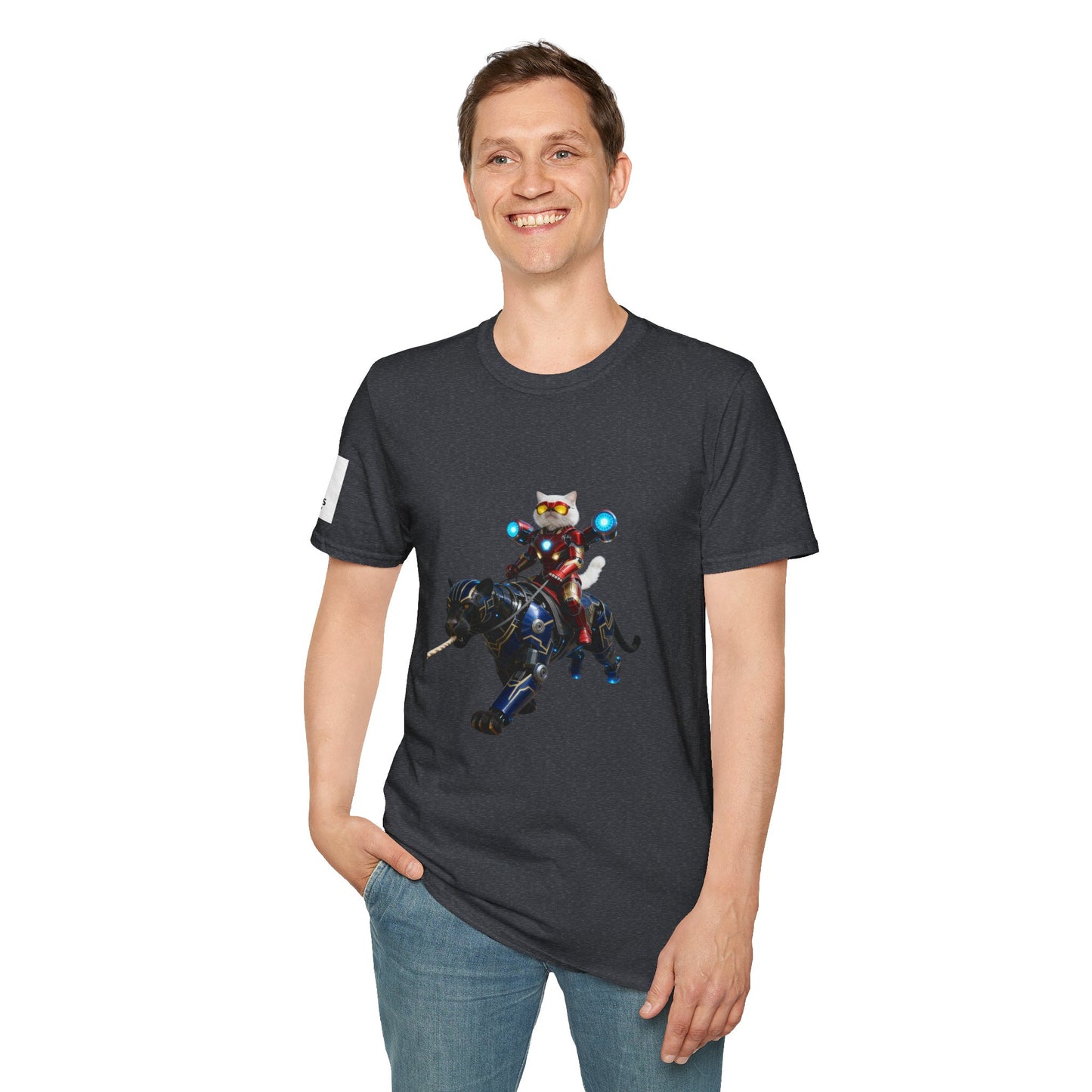 IronCat And Panther T-Shirt | Fun Cat Lover Gift, Quirky Graphic Tee, Cute Animal Apparel, Cat Costume Shirt, Unique Gift for Him/Her
