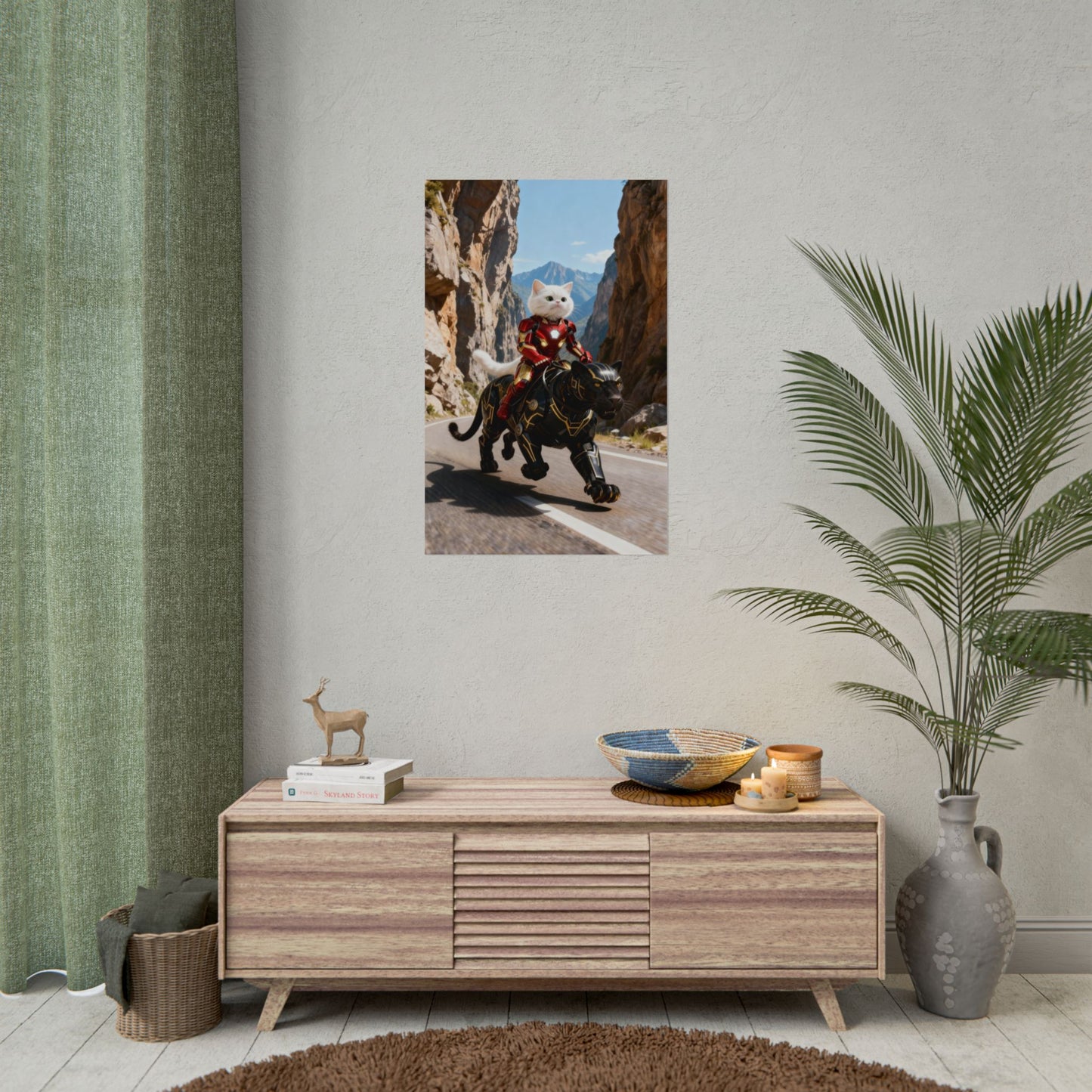 Iron Cat And Panther Wall Art, Fun and Whimsical Decor for Cat Lovers, Unique Gift for Pet Owners, Playful Home Decoration, Quirky Wall Print