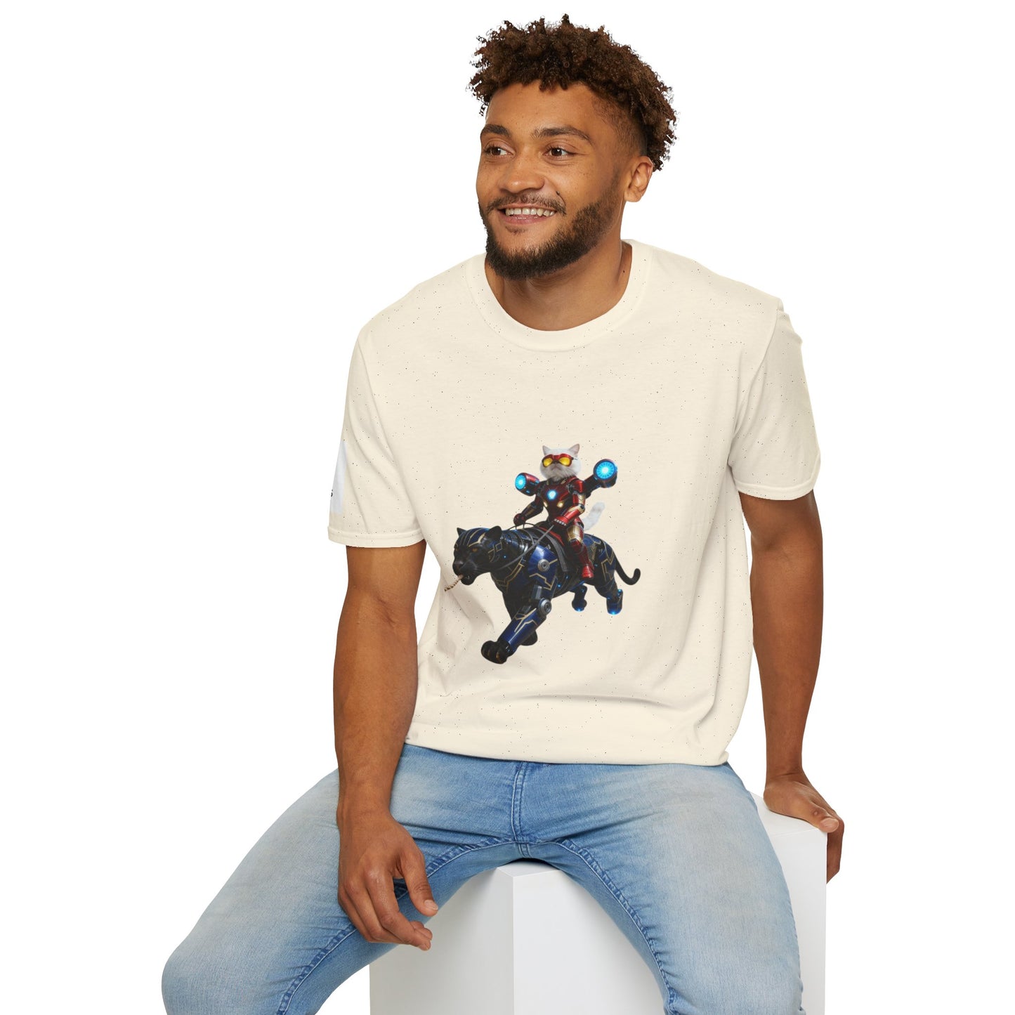 IronCat And Panther T-Shirt | Fun Cat Lover Gift, Quirky Graphic Tee, Cute Animal Apparel, Cat Costume Shirt, Unique Gift for Him/Her