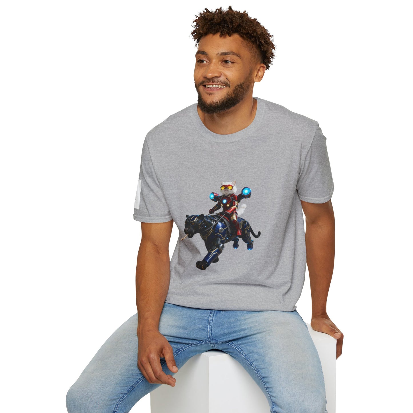 IronCat And Panther T-Shirt | Fun Cat Lover Gift, Quirky Graphic Tee, Cute Animal Apparel, Cat Costume Shirt, Unique Gift for Him/Her