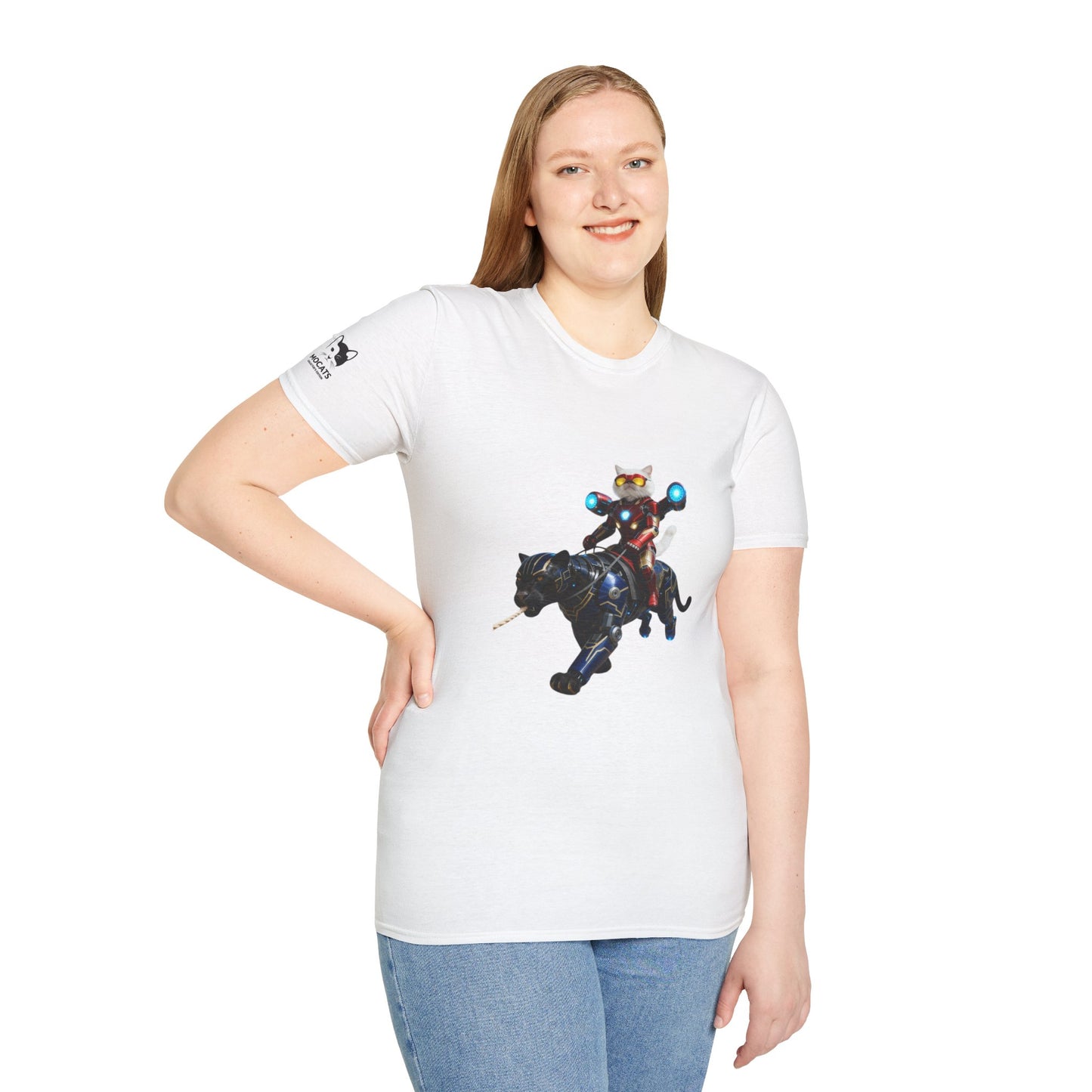 IronCat And Panther T-Shirt | Fun Cat Lover Gift, Quirky Graphic Tee, Cute Animal Apparel, Cat Costume Shirt, Unique Gift for Him/Her