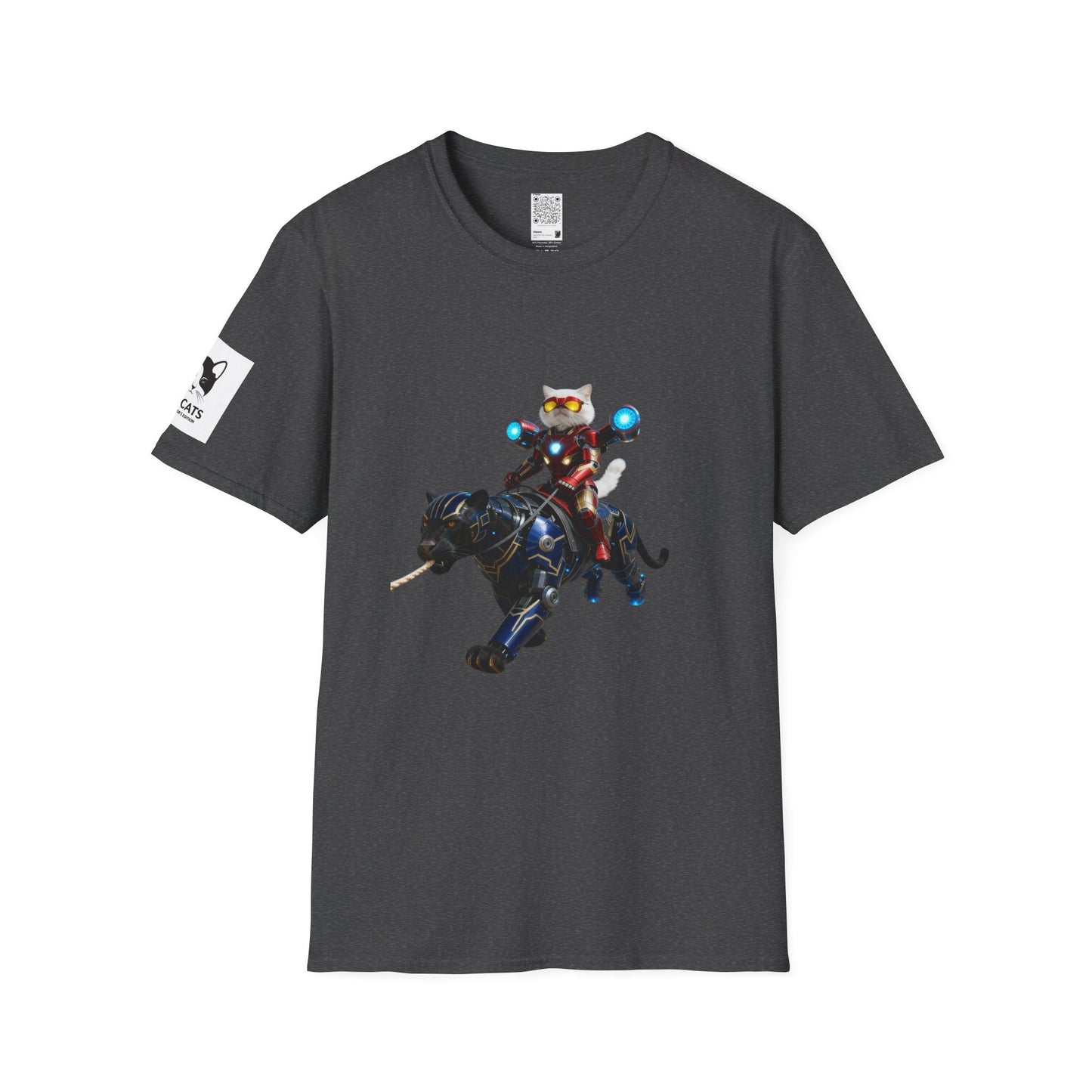 IronCat And Panther T-Shirt | Fun Cat Lover Gift, Quirky Graphic Tee, Cute Animal Apparel, Cat Costume Shirt, Unique Gift for Him/Her