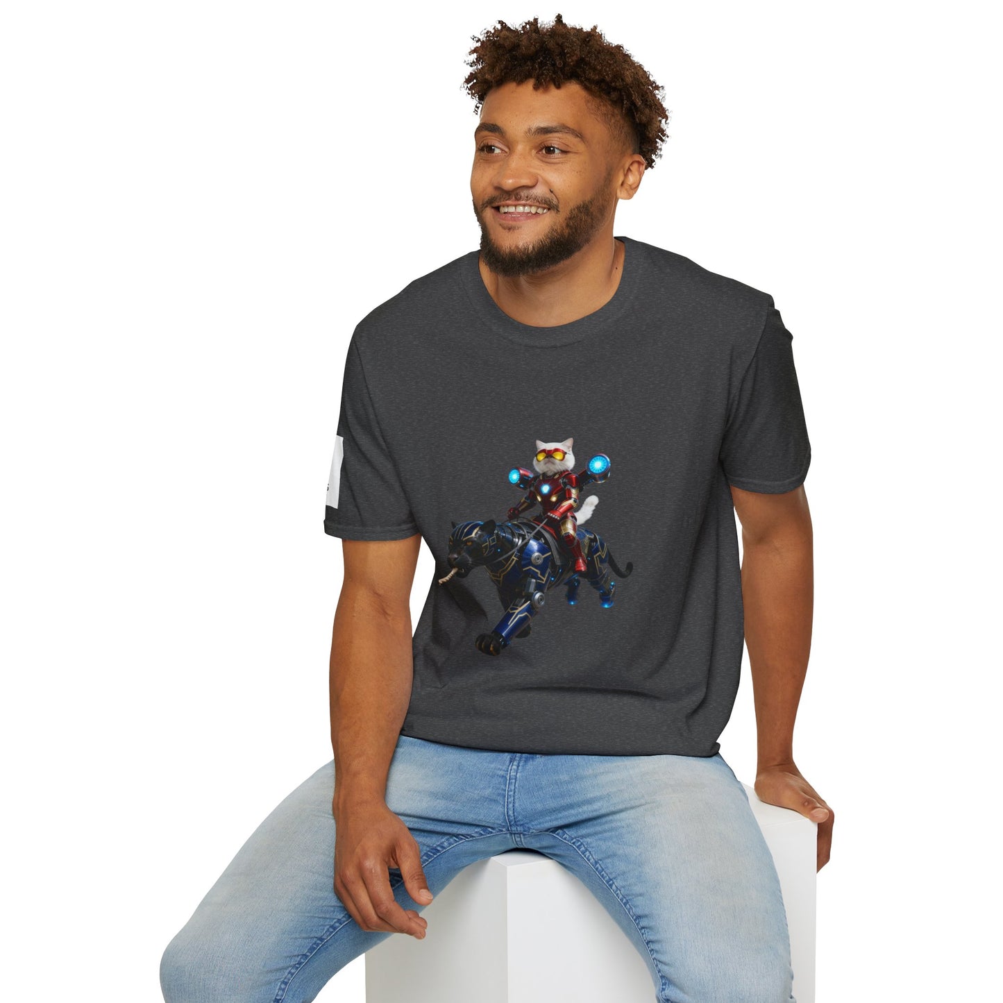 IronCat And Panther T-Shirt | Fun Cat Lover Gift, Quirky Graphic Tee, Cute Animal Apparel, Cat Costume Shirt, Unique Gift for Him/Her