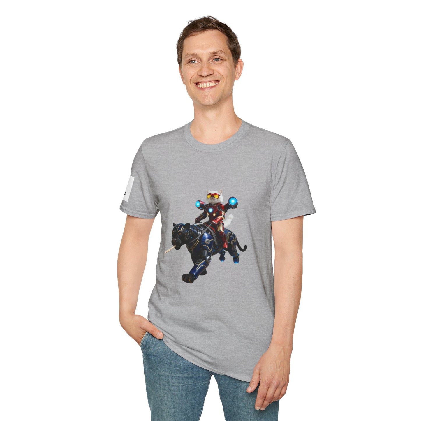 IronCat And Panther T-Shirt | Fun Cat Lover Gift, Quirky Graphic Tee, Cute Animal Apparel, Cat Costume Shirt, Unique Gift for Him/Her