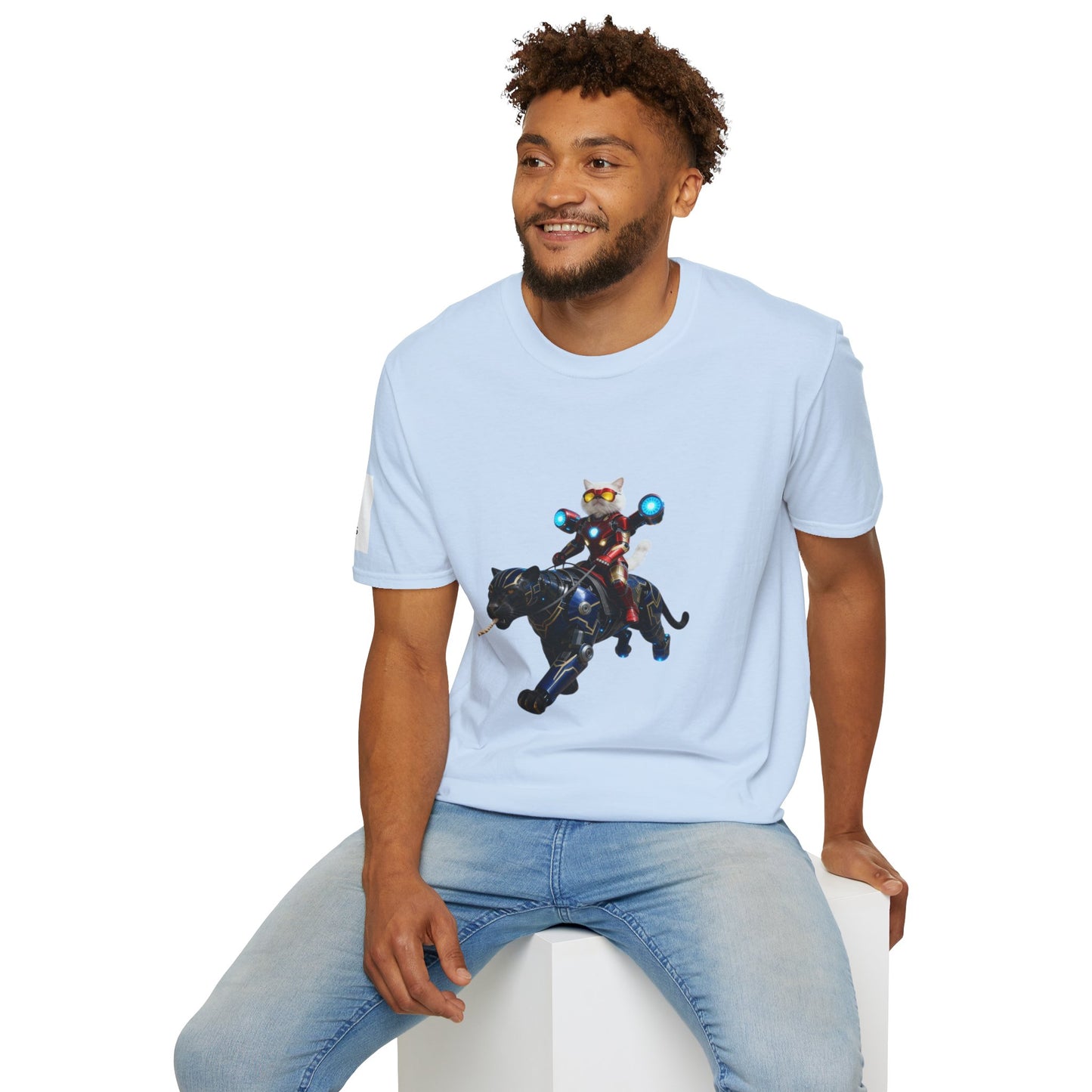 IronCat And Panther T-Shirt | Fun Cat Lover Gift, Quirky Graphic Tee, Cute Animal Apparel, Cat Costume Shirt, Unique Gift for Him/Her