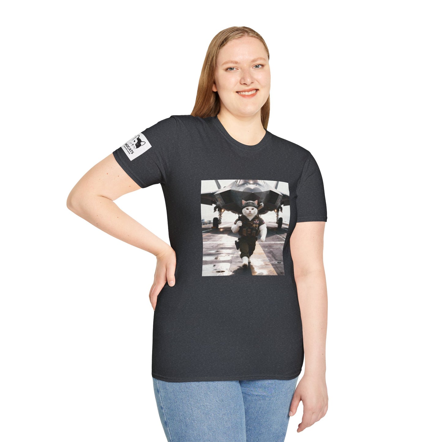AirForce Cats Unisex Softstyle T-Shirt, Cute Animal Tee, Gift for Kids, Aviation Lovers, Fun Casual Wear