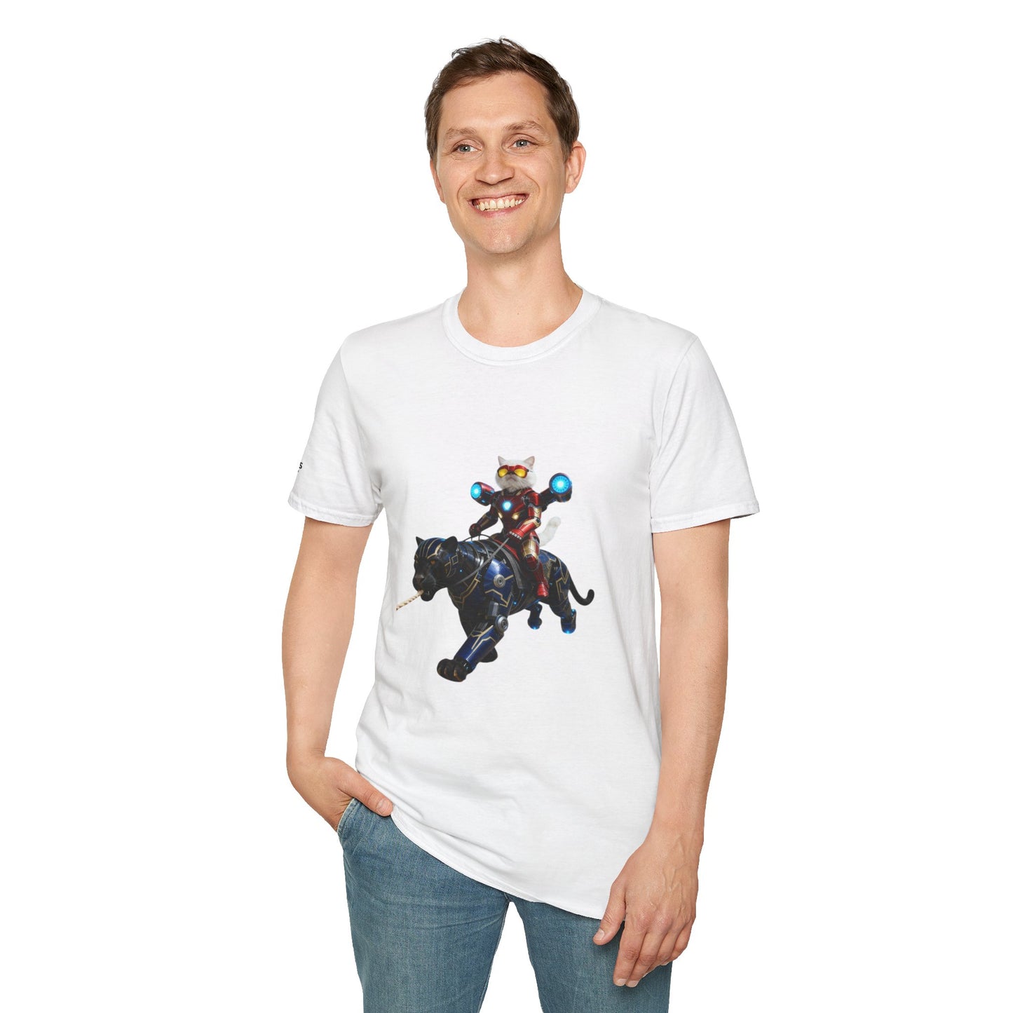 IronCat And Panther T-Shirt | Fun Cat Lover Gift, Quirky Graphic Tee, Cute Animal Apparel, Cat Costume Shirt, Unique Gift for Him/Her