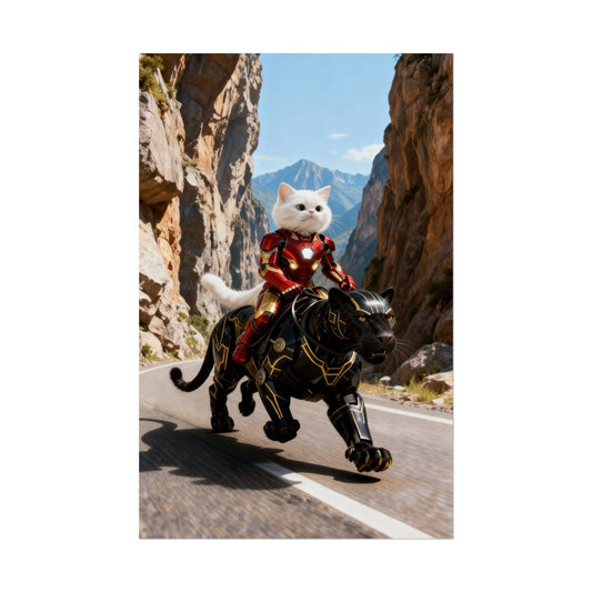 Iron Cat And Panther Wall Art, Fun and Whimsical Decor for Cat Lovers, Unique Gift for Pet Owners, Playful Home Decoration, Quirky Wall Print