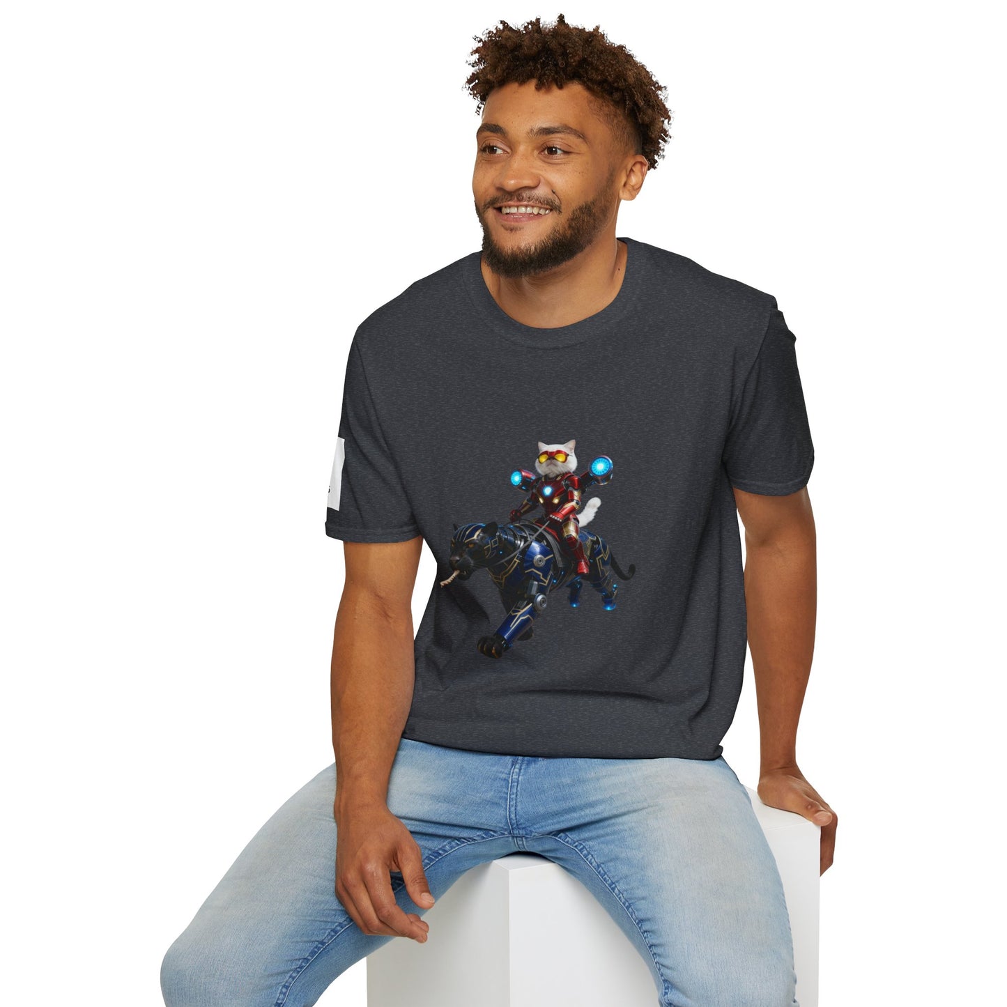 IronCat And Panther T-Shirt | Fun Cat Lover Gift, Quirky Graphic Tee, Cute Animal Apparel, Cat Costume Shirt, Unique Gift for Him/Her