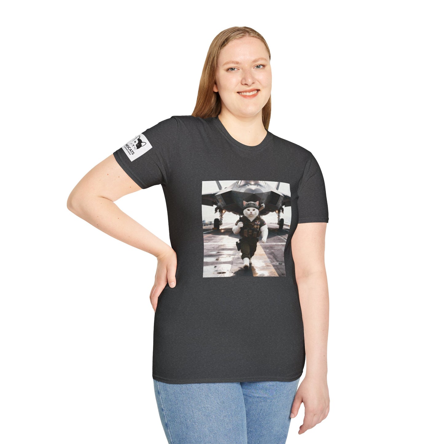 AirForce Cats Unisex Softstyle T-Shirt, Cute Animal Tee, Gift for Kids, Aviation Lovers, Fun Casual Wear