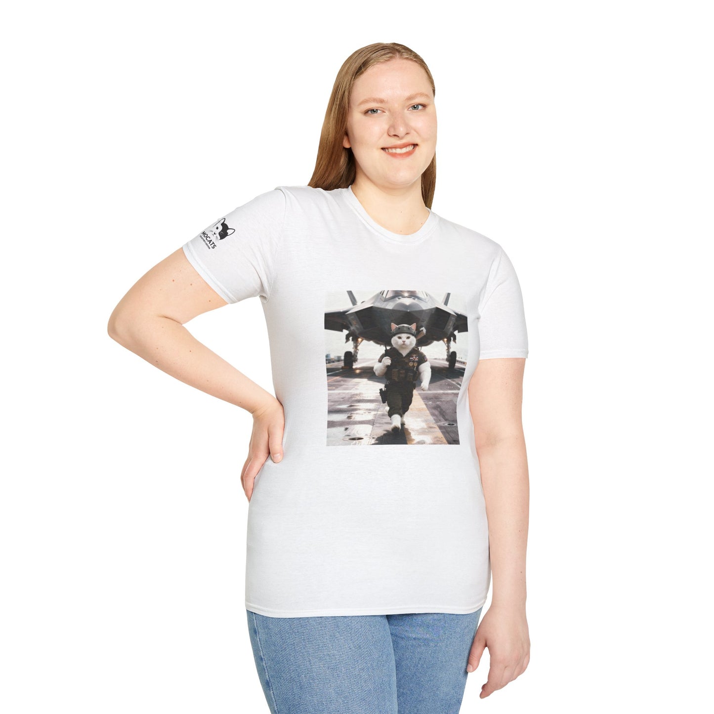 AirForce Cats Unisex Softstyle T-Shirt, Cute Animal Tee, Gift for Kids, Aviation Lovers, Fun Casual Wear