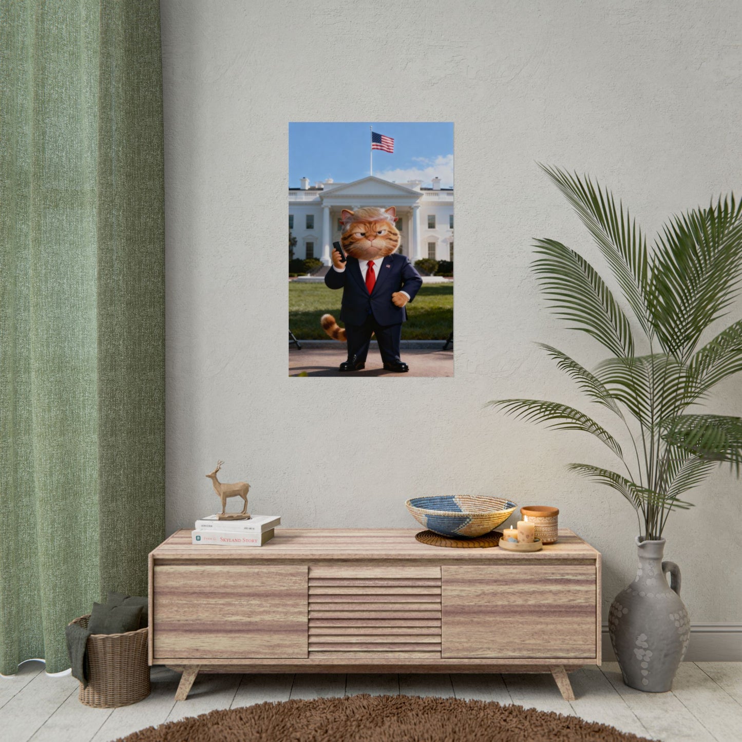 Trump PosterCat-Themed Rolled Poster, Funny Wall Art, Cat Lover Gift, Political Humor Decor, Unique Home Office Art, Fun Gift Idea