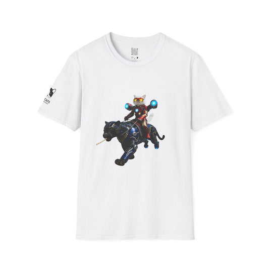 IronCat And Panther T-Shirt | Fun Cat Lover Gift, Quirky Graphic Tee, Cute Animal Apparel, Cat Costume Shirt, Unique Gift for Him/Her