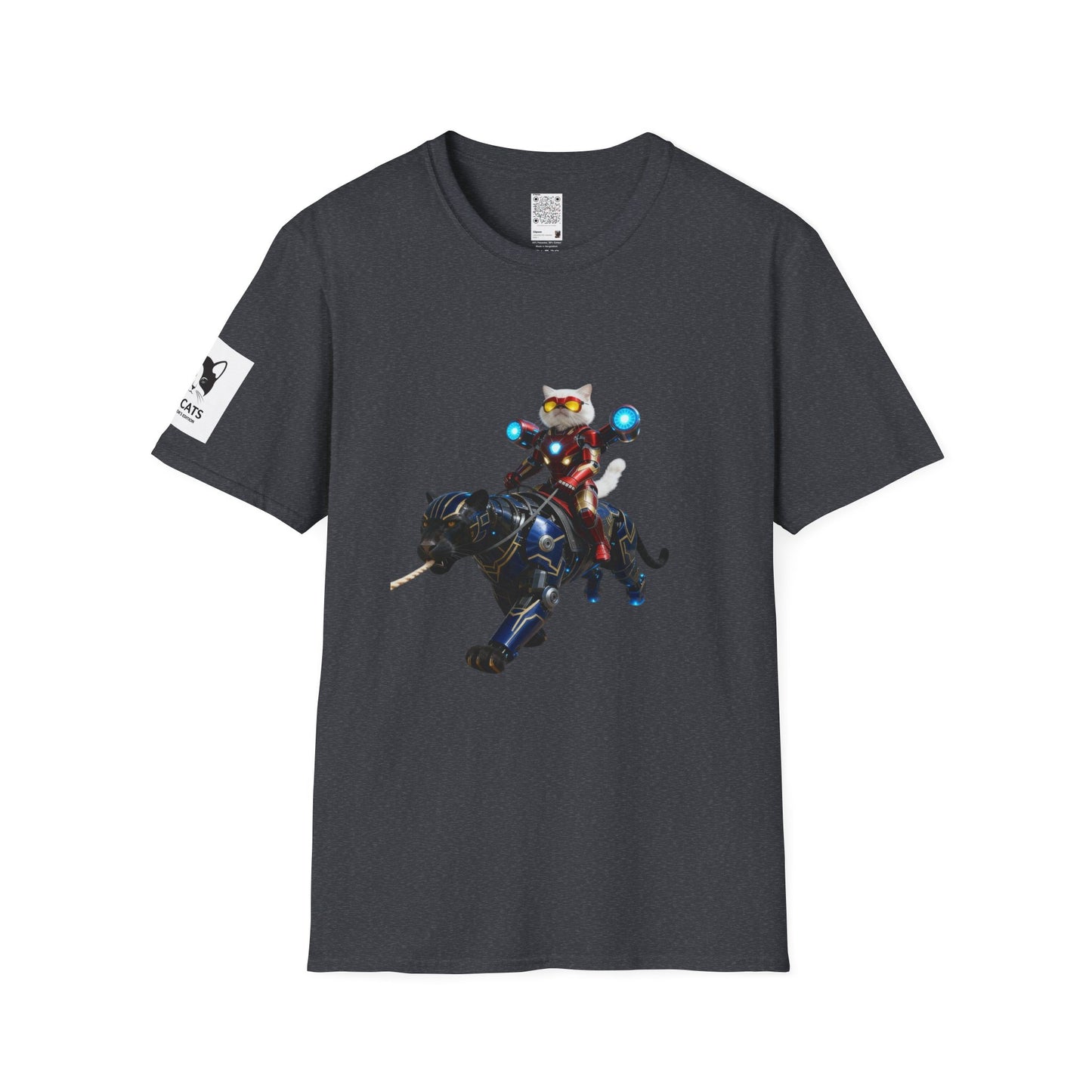 IronCat And Panther T-Shirt | Fun Cat Lover Gift, Quirky Graphic Tee, Cute Animal Apparel, Cat Costume Shirt, Unique Gift for Him/Her