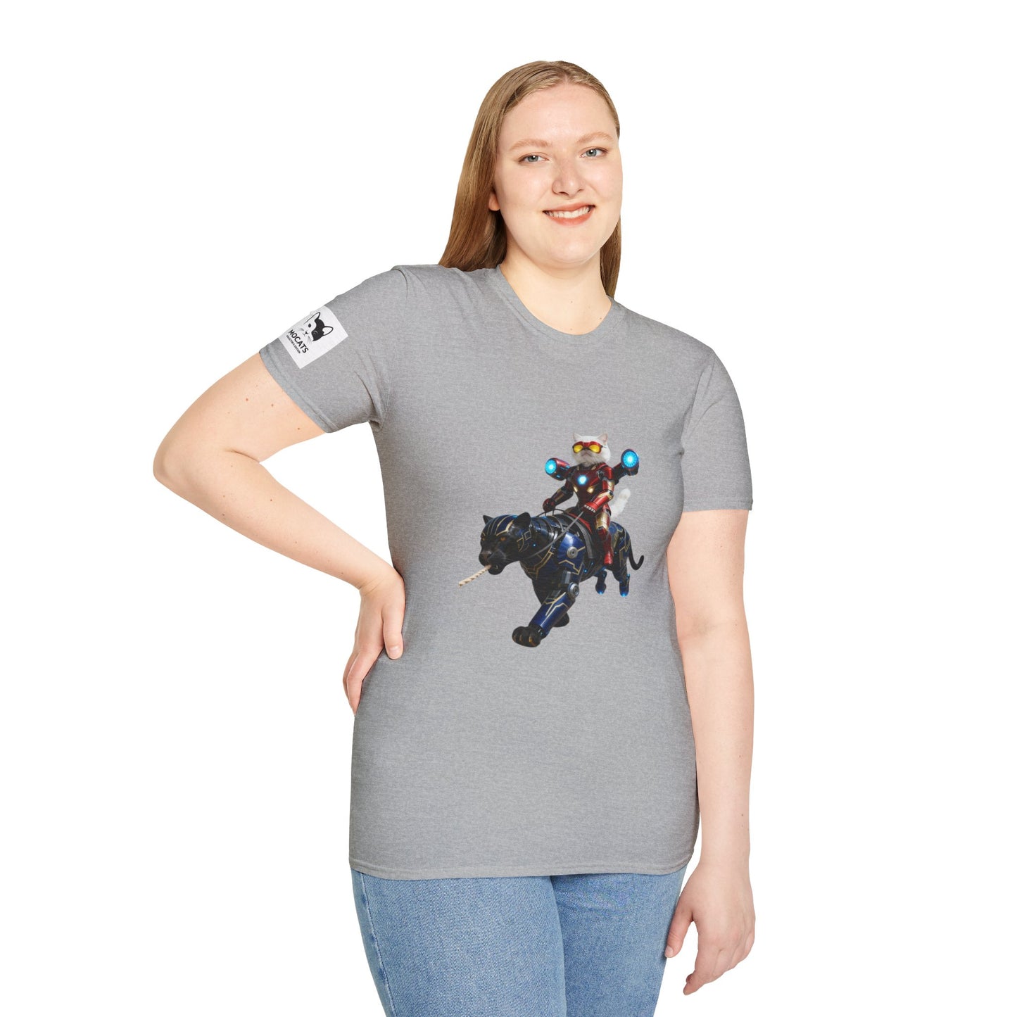 IronCat And Panther T-Shirt | Fun Cat Lover Gift, Quirky Graphic Tee, Cute Animal Apparel, Cat Costume Shirt, Unique Gift for Him/Her