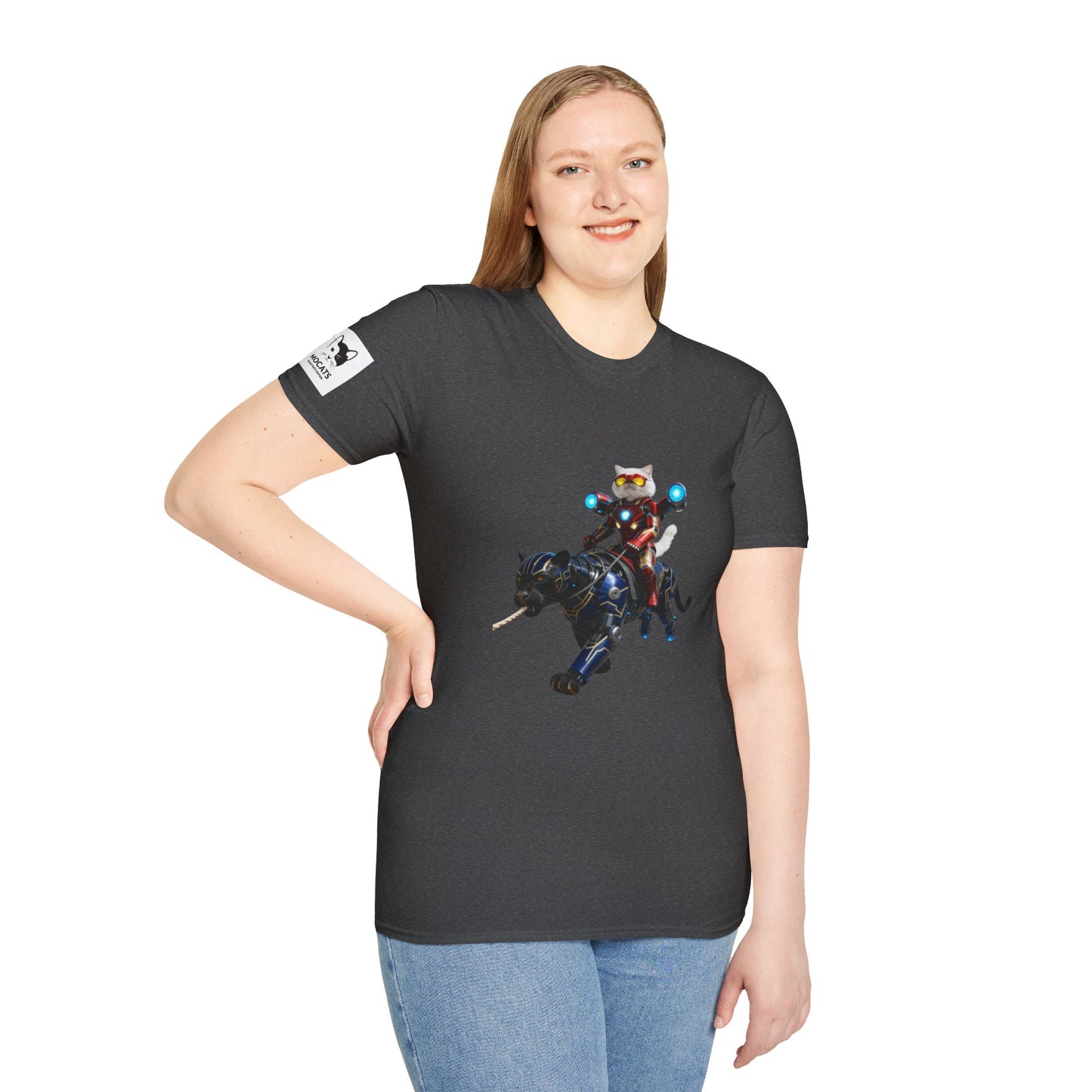 IronCat And Panther T-Shirt | Fun Cat Lover Gift, Quirky Graphic Tee, Cute Animal Apparel, Cat Costume Shirt, Unique Gift for Him/Her
