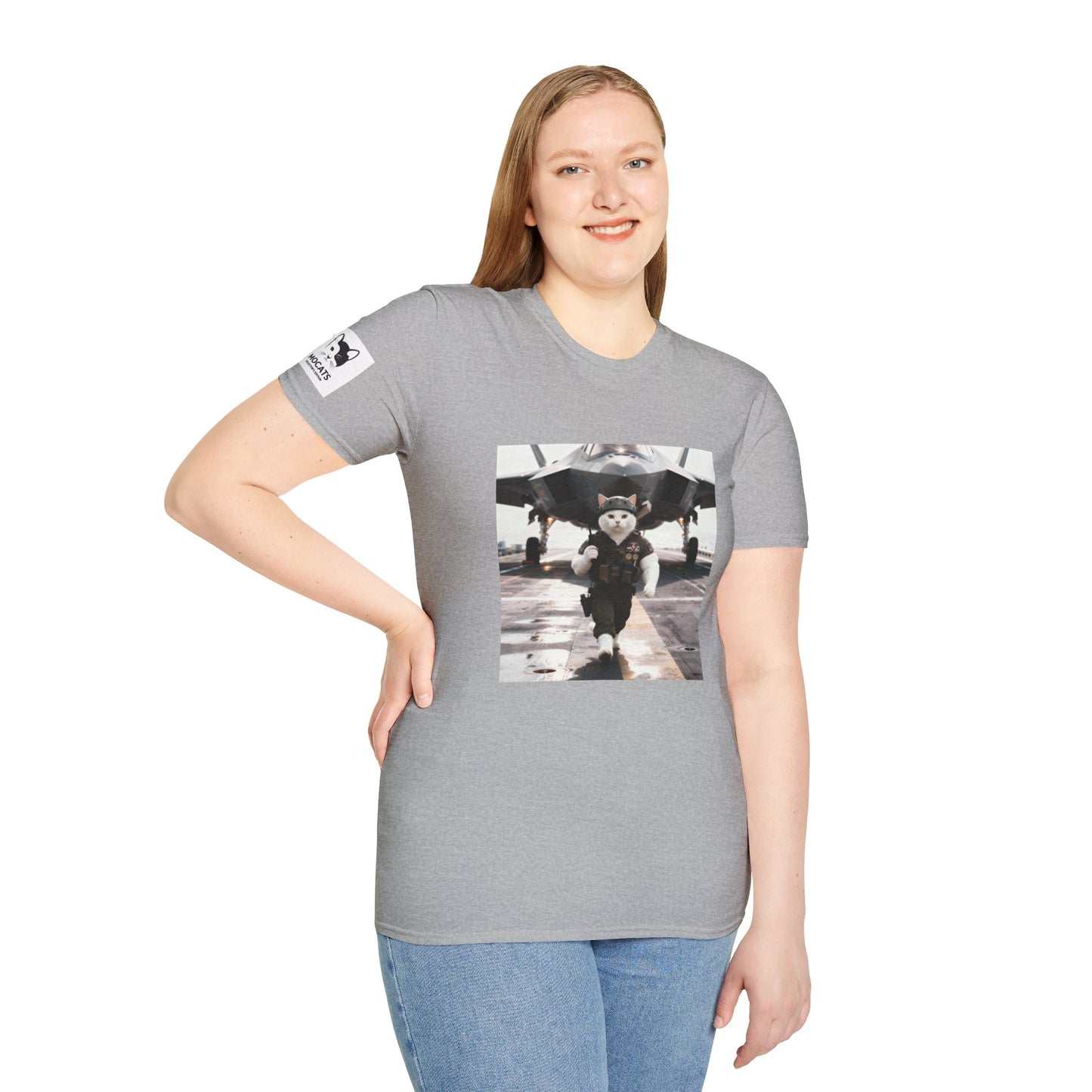 AirForce Cats Unisex Softstyle T-Shirt, Cute Animal Tee, Gift for Kids, Aviation Lovers, Fun Casual Wear