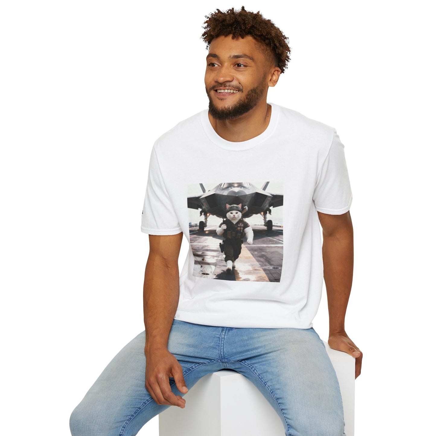 AirForce Cats Unisex Softstyle T-Shirt, Cute Animal Tee, Gift for Kids, Aviation Lovers, Fun Casual Wear