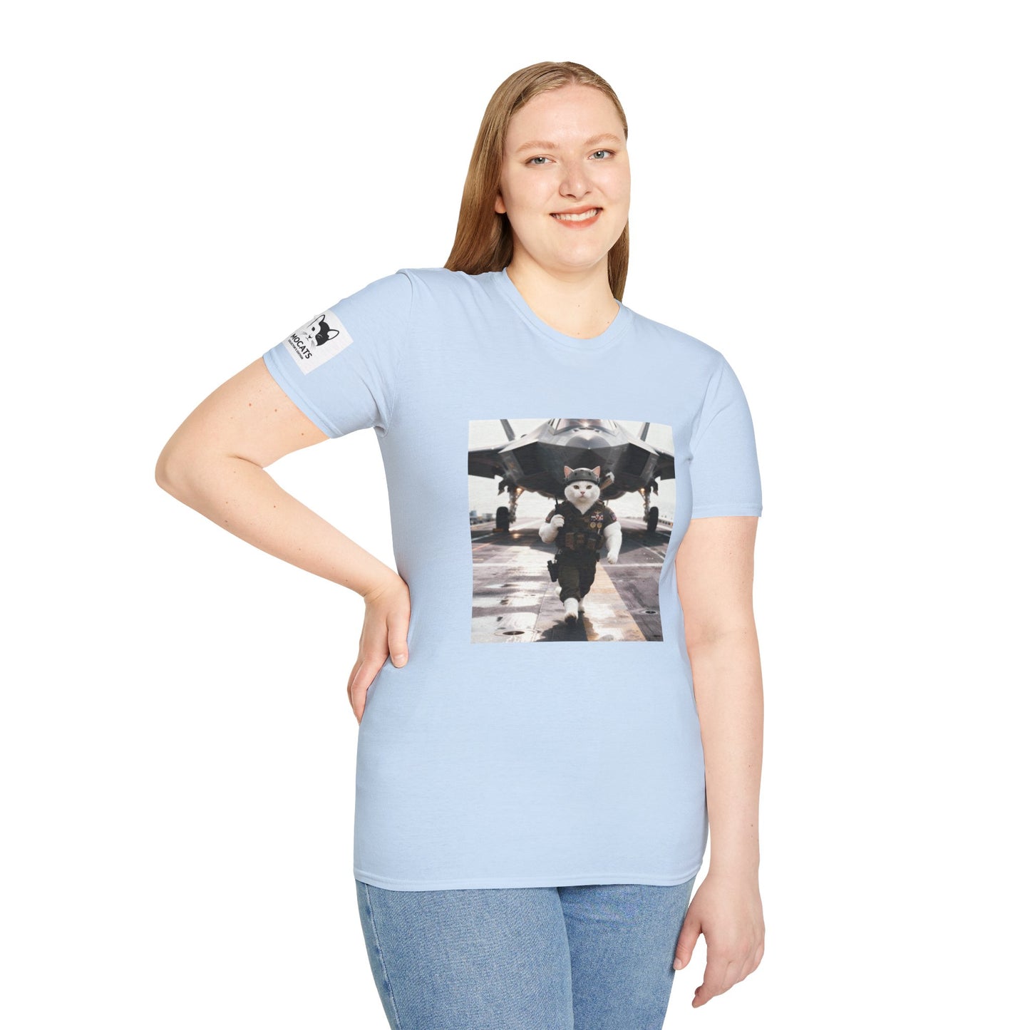 AirForce Cats Unisex Softstyle T-Shirt, Cute Animal Tee, Gift for Kids, Aviation Lovers, Fun Casual Wear